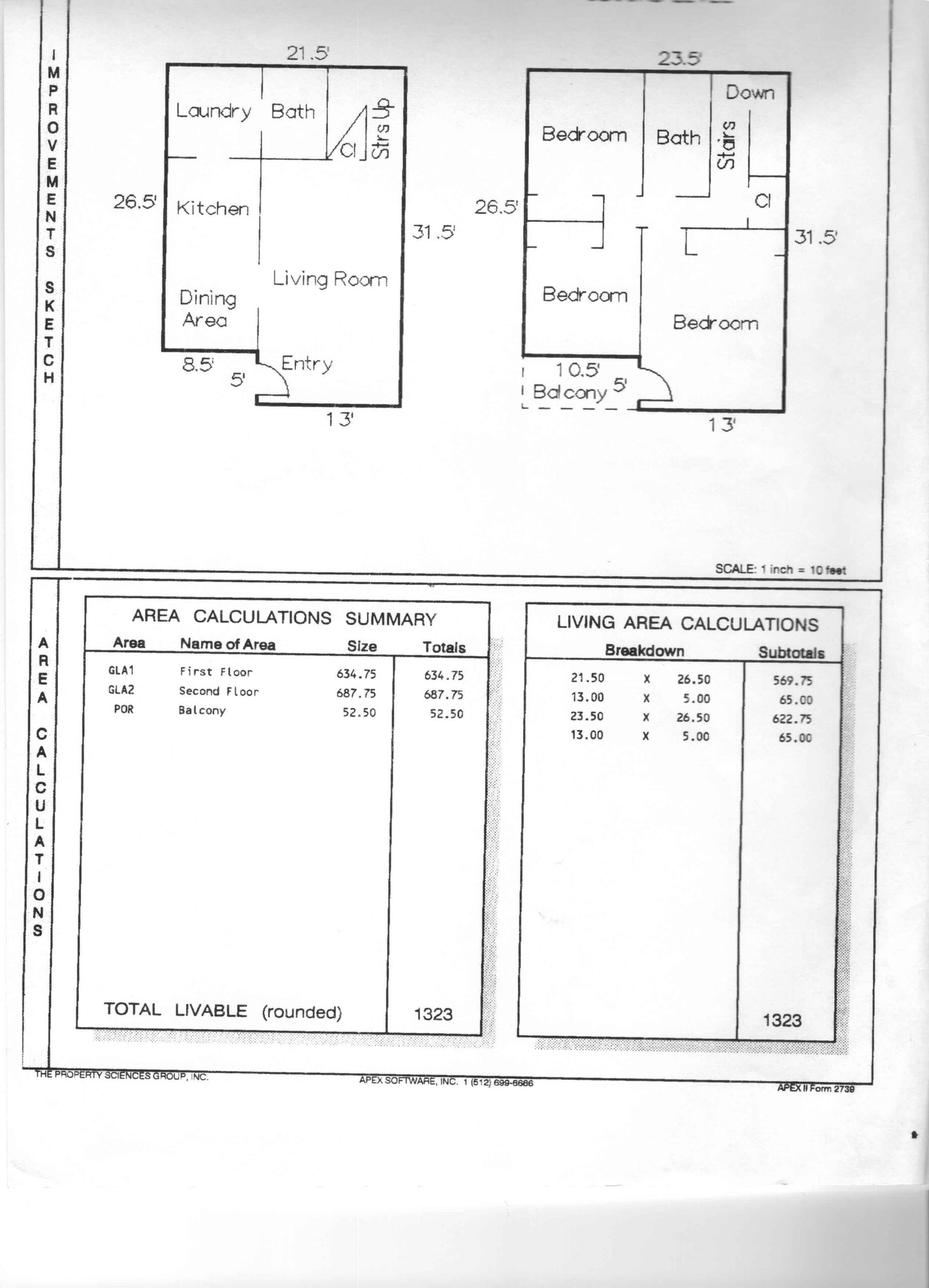 A page of measurements and calculations for a house.